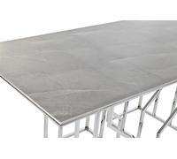 DKD Home Decor Mesa Comedor Moderno Blanco Plateado Acero Cristal 180 x 90 x 75 cm