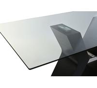 DKD Home Decor Mesa Comedor Moderno Negro Cristal Templado MDF Acero 180 x 90 x 76 cm