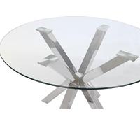 DKD Home Decor Mesa Comedor Moderno Plateado Acero y Cristal 110x76x110 cm