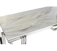 DKD Home Decor Mesa Comedor Moderno Plateado Blanco Acero Cristal 180 x 90 x 76 cm