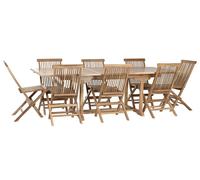 DKD Home Decor Mesa Comedor Terraza y Jardín Marrón Teca Extensible 100 x 180 cm (240cm) Set 9 piezas