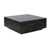 DKD Home Decor Mesa de Centro Moderna de MDF Negro Simil Mármol 90 x 90 x 35 cm