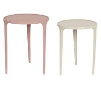 DKD Home Decor Mesita Auxiliar Urban para Decoración del Hogar, de Aluminio, en Rosa y Beige, Set de 2 Mesas de 40x40x50 cm