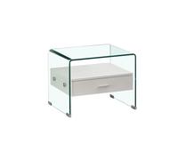 DKD Home Decor Mesita de Noche Moderna para Dormitorio con 1 Cajón de Cristal y MDF Blanco Transparente 50x40x45.5 cm Glass 20