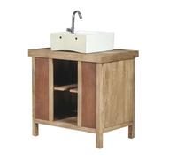 DKD Home Decor Mueble de Baño Alpino Natural Blanco Mango y Cerámica 56 x 95 x 81 cm