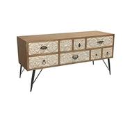 DKD Home Decor Mueble de televisión, Metal Madera, Blanco, Estándar