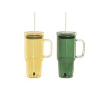 DKD Home Decor Mug Moderno Verde Ambar 900ml 2 Unidades