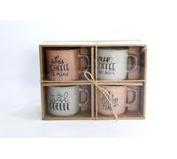 Home ESPRIT Juego de 4 Tazas Mug Azul Rosa Gres