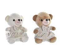 DKD Home Decor Oso de Peluche Color Blanco y Beige, de poliéster (2 Unidades)