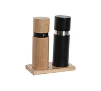 DKD Home Decor Pimentero Básico Set de 2, de Rubberwood e Inox, Colores Natural y Negro, 16.5 cm de Alto