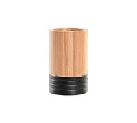 DKD Home Decor Portacepillos de Dientes Color Natural y Negro, de bambú (7 x 7 x 11 centímetros)