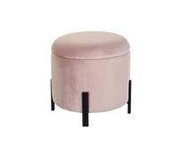 DKD Home Decor Puf Otomana Reposapiés con Tapa, Almacenamiento, Poliéster y Metal, Rosa y Negro 42x42x42 cm