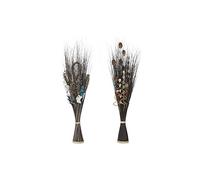 DKD Home Decor Ramo Color Naranja y Turquesa, de Fibra de Coco (35 x 20 x 100 centímetros) (2 Unidades)