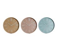 DKD Home Decor Reloj de Pared Urban - Pack 3 Unidades Surtidas: Azul, Mostaza, Rosa - PVC 30x30 cm - Requiere Pila AA