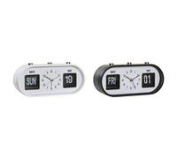 DKD Home Decor Reloj Despertador Básico PVC Blanco y Negro, Alto 9.5cm x Ancho 20cm x Profundo 6cm, Pack 2 Unidades (Pilas AA)