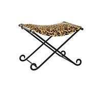 DKD Home Decor Reposapiés Color marrón y Negro, de Piel y Metal (55 x 45 x 41 centímetros)