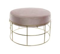 DKD Home Decor Reposapiés Pink Glam de Terciopelo Poliéster y Metal Rosa Palo y Dorado 60x60x37.5 cm Altura Asiento 39 cm