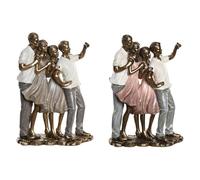 DKD Home Decor S3043260 Juego de Figuras Decorativas Familia Rosa, Dorada y Blanca, 18cm Largo, 10cm Ancho, 25cm Alto, 2 Piezas