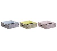 DKD Home Decor Servilletero Shabby Chic MDF y Metal con Flores. Colores Surtidos: Verde, Rosa, Azul. 22x18x6 cm. Pack 3