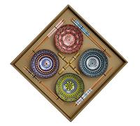 DKD Home Decor Set de Sushi Multicolor Bambú Gres Mandala Oriental 34 x 34 x 6,5 cm (12 Piezas) - Marca EAN: 8424002028787