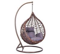 DKD Home Decor Sillón Colgante Breeze para Terraza y Jardín, Marrón y Gris, 100 x 78 x 120 cm