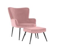 DKD Home Decor Sillón Moderno Rosa Negro Set de 2 de Poliéster y Metal 60 x 84 x 70 cm Altura Asiento 38 cm Desmontable