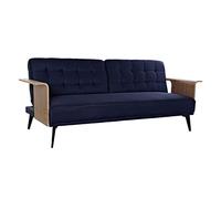 DKD Home Decor Sofá Cama, Poliéster, Azul, Estándar