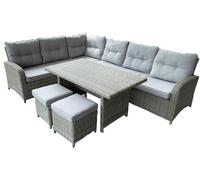 Conjunto de sofá y mesa de exterior Cristal Poliéster Ratán Acero sintético 267 x 204 x 90 cm 4 piezas - DKD HOME DECOR