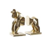 DKD Home Decor Sujetalibros Colonial de Resina con Diseño de Gorila, Dorado, Set de 2 Piezas - 12.5 x 24 x 14 cm