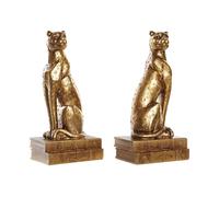 DKD Home Decor Sujetalibros Colonial de Resina con Diseño Leopardo Cobrizo - Set de 2, 11x16x33 cm