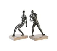 DKD Home Decor Sujetalibros Color Negro y Natural, de Madera y Resina (30,5 x 11 x 26 centímetros)