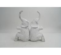 DKD Home Decor Sujetalibros Elefante Colonial de Resina Blanco y Gris - Juego de 2, Dimensiones: 9cm Largo x 29.5cm Alto x 14.5cm Ancho