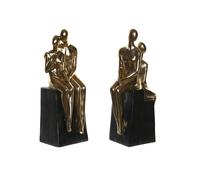 DKD Home Decor Sujetalibros Glam de Resina, Dorado y Negro - Juego de 2 piezas - Dimensiones 8 cm Largo x 26 cm Alto x 9 cm Ancho