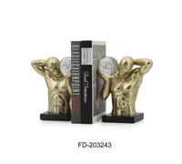 DKD Home Decor Sujetalibros Moderno Diseño Hombre Dorado y Negro de Resina, Elegante Set de 2 Piezas para Libros y Decoración del Hogar