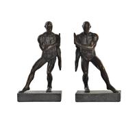 DKD Home Decor Sujetalibros Moderno Hombre de Resina, Negro Cobrizo, Set de 2 Unidades, 25 cm Alto x 14 cm Ancho