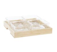 WOLFPACK LINEA PROFESIONAL S3041407 Tabla Aperitivo Set 5 Cristal Bambu, Multicolor, Estándar