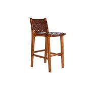 DKD Home Decor Taburete Teca Marrón Piel (41 x 53 x 90 cm)