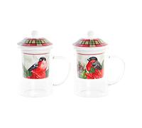 DKD Home Decor Taza para infusión de la Marca, Color Rojo y Verde, de Cristal y Porcelana (46 x 39 x 38 centímetros) (2 Unidades)