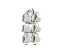 DKD Home Decor Tazas de Café Básicos de Gres 180ml, Set de 6 Piezas, Blanco