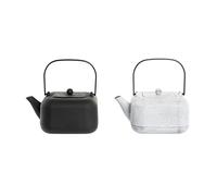 DKD Home Decor Tetera de 1,2 litros de Capacidad de la Marca, Color Blanco y Negro, de Acero Inoxidable (26,5 x 38 x 38 centímetros) (2 Unidades)