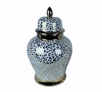 DKD Home Decor Tibor de la Marca, Color Blanco y Dorado, de Porcelana (25 x 25 x 40 centímetros)