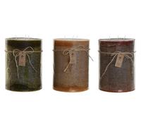 DKD Home Decor Vela de Cera, Surtido Mostaza Verde Burdeos, Pack 3 Unidades 14.5x20x14.5 cm - 155 Horas de Duración