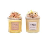 DKD Home Decor Vela de la Marca, Color Amarillo y marrón, de Cera y Cristal (8 x 8 x 7,5 centímetros) (2 Unidades)