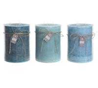 DKD Home Decor Vela Decorativa Básicos Cera Turquesa Verde Azul 3000g 155h Pack 3 Unidades 14.5x20x14.5 cm