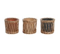 DKD Home Decor Vela Tropical Set 3 Unidades Perfumadas Surtido Colores Beige Gris Terracota 270g 13x12x13cm Cera Ratán Cristal