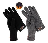 DKDDSSS 2 pares Guantes Invierno Hombre, Guantes Tactiles de Invierno Punto Cálido, Guantes sin Dedos para Hombre y Mujer, Guantes Térmicos, Guantes de Punto Termicos
