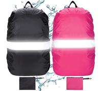DKDDSSS 2 Pcs Funda Impermeable para Mochila, Reflectante Funda Mochila Impermeable, Cubierta de Bolsa Protector de Lluvia con Banda Reflectante para Camping Senderismo Excursionismo, 40-50L