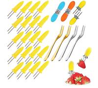DKDDSSS 30PCS Pinchos para Mazorca, Pinchos para Mazorcas de Maíz, Soportes de Maíz con Mango de Plástico Brochetas de Frutas para Utensilios de Cocina, Barbacoas, Picnics y Camping