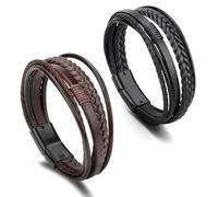 DKDDSSS Pulsera de Cuero para Hombre, Brazalete Hombre De Cuero Trenzado, Regalo para Hombre, Pulsera Hombre Personalizada, para un Regalo, 21 Centimeters