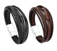 DKDDSSS Pulsera de Cuero para Hombre, Regalo para Hombre, Brazalete Hombre De Cuero Trenzado, Pulsera Hombre Personalizada, para un Regalo, 21 Centimeters